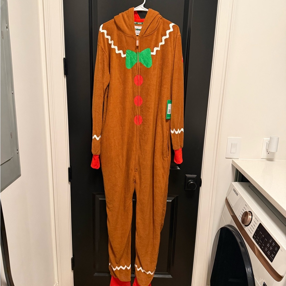 Tipsy Elves Gingerbread Man Jumpsuit with Green Tag